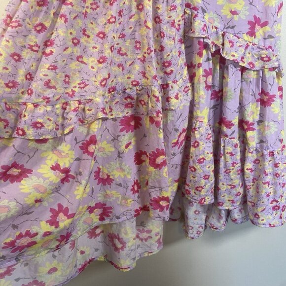 Sundance Pretty Petals Tiered Ruffle Purple Floral Maxi Dress Cotton Size Medium - Picture 8 of 10
